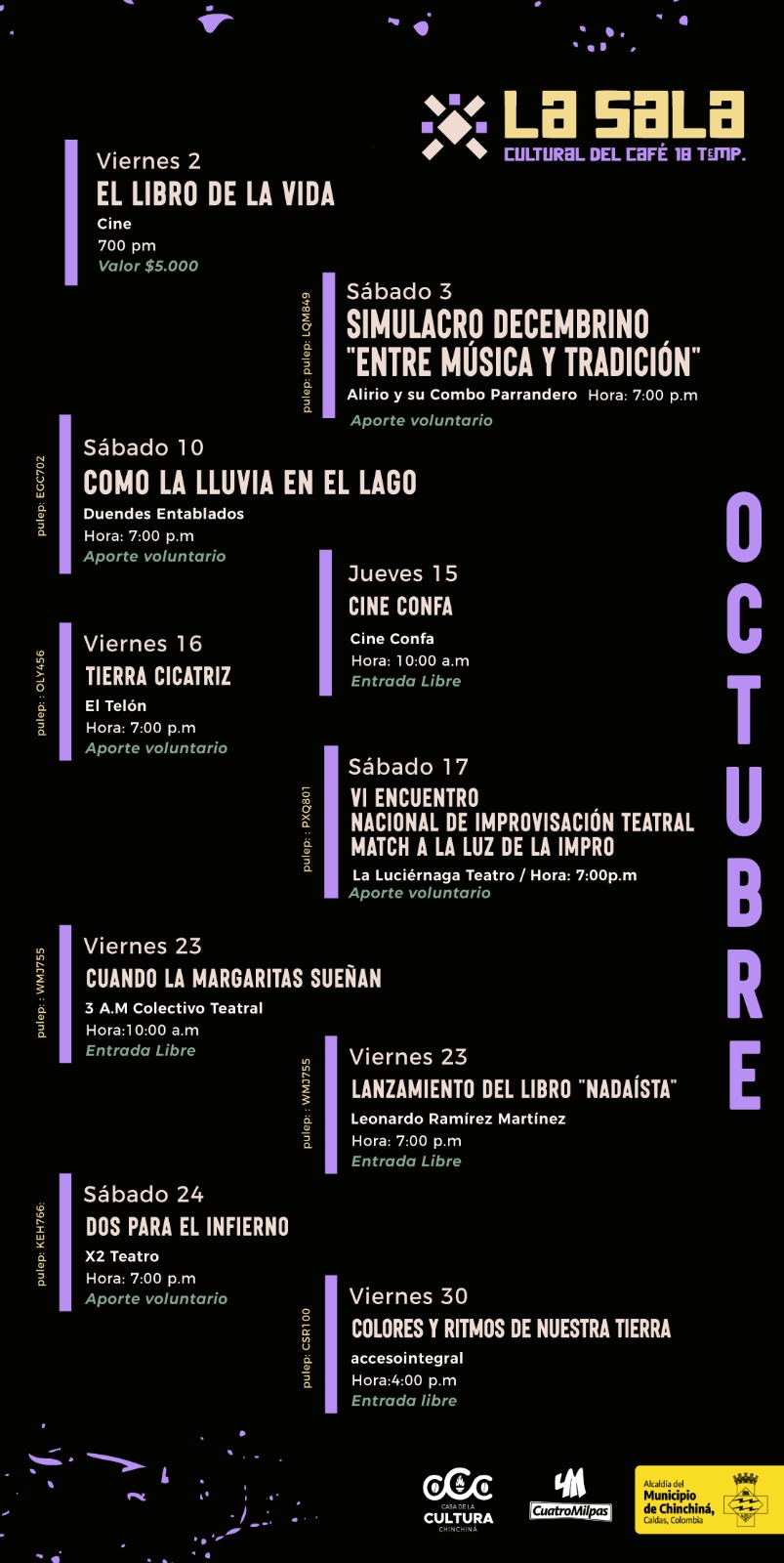 Programación de octubre - Sala Cultural del Café